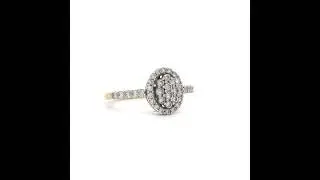 Pave Diamond Oval Cluster Ring in 14k Yellow Gold