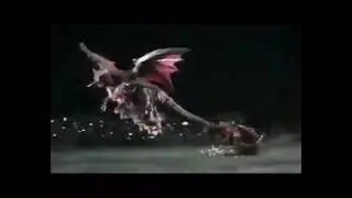 Destoroyah crashes into a giant metal pole
