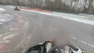 Larkhall circuit in wet/icy conditions with slicks.
