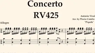 A. Vivaldi - Complete Concerto RV425 arr. by Piqado for Solo Piano Sheet Music Easy to Read 