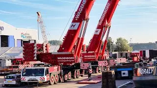 Kran-Tandemhub im Papenburger Hafen / Dutch cranes working in the Papenburg harbor