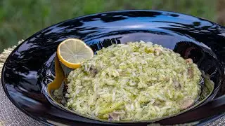 Ризотто с кремом из Брокколи с Шампиньонами