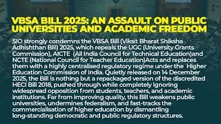 VBSA Bill 2025: An Assault on Public Universities and Academic Freedom: SIO