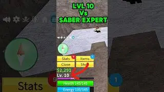 Lvl 10 Noob fighting Saber Expert in Blox fruits #bloxfruits #bloxfruit #roblox #shorts