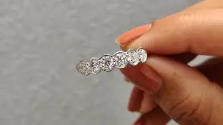 Six- Stone Wedding Band, 1.40 TCW Round Cut Moissanite Bezel Set Eternity Band from Carat Diamond