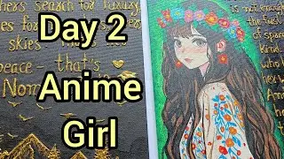 Spring Soul | Anime Girl Acrylic Painting with Floral Art & Quote
