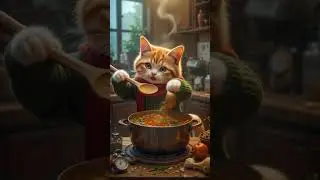 Fluffy the Cat Cooks Cozy Soup on a Rainy Day 🐾🌧️  cat cooking #cat #3danimation #funny #fyp #viral