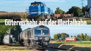 G&uuml;terverkehr auf der Illertalbahn: Spitzke mit G1000 und Flachwagen, Rheincargo mit Class66 und &Ouml;ler