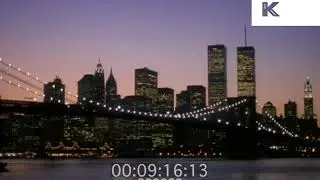 Late 1980s View of Manhattan from Brooklyn, New York at Night, 35mm