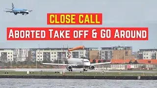 Close Call on the Runway: Aborted Takeoff & GO Around #viral #aviation #planespotting