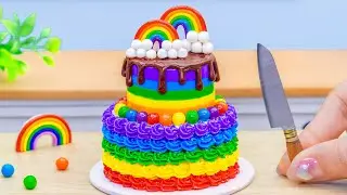Amazing Miniature Chocolate Rainbow Buttercream Cake Decorating 🌈 Tiny Rainbow Cake By DIY Cakes