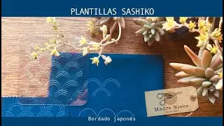 Plantillas Sashiko Olas del océano azul