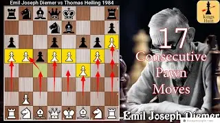 17 consecutive pawn moves | Immortal pawns game| Diemer vs Heiling 1984