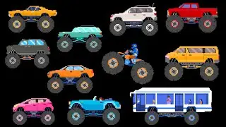 Monster Vehicles 6 | Pixel Art Trucks, Bus and Dirt Bike 8-Bit Sounds