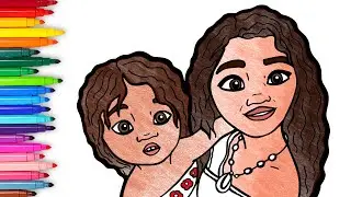 Dibuja y Colorea a MOANA con su hermana SIMEA 🌈🌊 Videos para niños