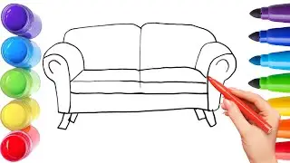 How To Draw cute sofa Drawing, Painting & Coloring For Kids and Toddlers_ Child Art 🐋🌈🎨