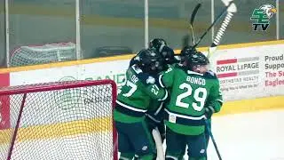 Surrey Eagle Michael Sochan scores a Goalie Goal. September 16, 2022