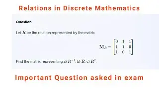 Let R be the relation represented by the matrix | Relations Example | Explained in Tamil  | MCA
