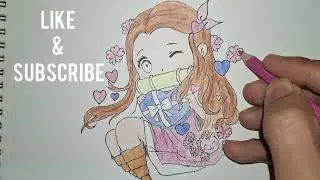 Nezuko Cute Chibi Art (Demon Slayer) | Anime Character Drawing | Anime Drawing
