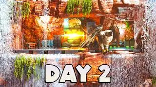 SOLO Raiding Triple Waterfall Cave On ARK Day 2!