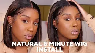 NATURAL WIG INSTALL 5 MINUTE INSTALL BOMB HIGHLIGHTED BOB OMGQUEEN HAIR