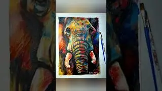 Elephant Abstract Painting in Acrylic and Oil Paint #oilpaint #acrylic #elephant #abstract #short