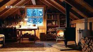 Winter Retreat: Roaring Fireplace 10 Hours & Heavy Snowfall ❄️ Cozy Cabin Sleep Aid 4K