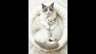 Ragdoll Mom & Kittens: Mesmerizing Blue Eyes in a Cozy Nest #cuteanimals #ragdollcat #catmom