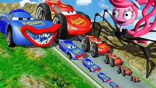 Big & Small McQueen Big Wheel vs Cal Weathers & Spider Mommy Long Leg | BeamNG.drive