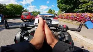 Can Am Ryker city cruising with funny pedestrians