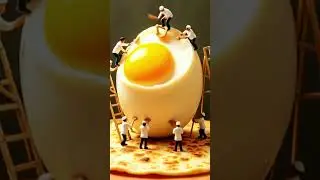 Miniature Workers Cooking Giant Egg & Paratha | Tiny Chefs in Action #miniatureworkers #cooking