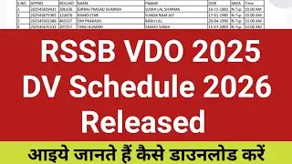 RSSB VDO 2025 DV Schedule 2026 Released  | RSSB VDO DV Schedule Notification Declared  | VDO  DV