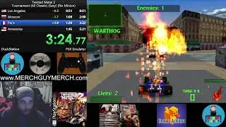 Twisted Metal 2 - Silver Medal Run -  Twister ALL CHEATS% (NO MINION)/Easy - 5min 20.660sec
