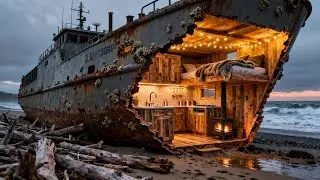 Building a Tiny Home inside a WWII D-Day Landing Craft | Full Process ASMR