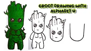 😱😍 Groot Drawing using alphabet 