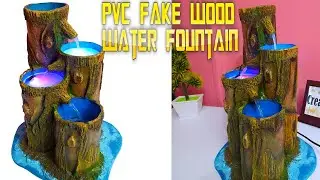 Tree trunk water fountain Using pvc pipes with lighting