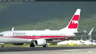 American Airlines 737 in TWA Heritage Livery Landing SXM from MIA 1/30/2023