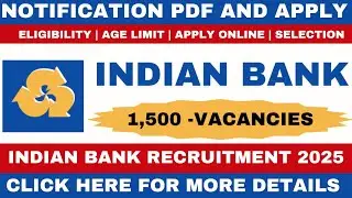 Sarkari Result | Indian Bank Recruitment 2025: Apply Online for 1,500 Vacancies #sarkariresult