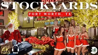 Fort Worth Stockyards Christmas Night Walk | 4K60 for Big TVs
