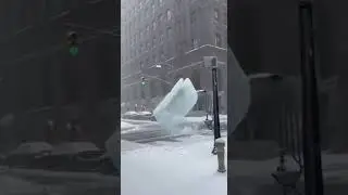 Ice Blocks Fall From City Buildings