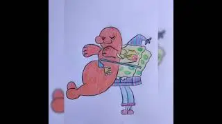how to drawing Spongebob Squarepants with big doll | no #shorts