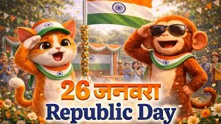 26 January Special 😂 Monkey & Cat Republic Day Comedy Cartoon | Desi Funny Video|#cartoon#jai hind