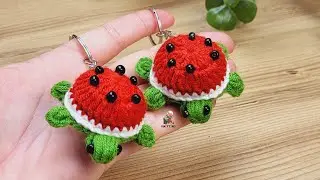 We knit a cute crochet watermelon turtle. Very easy gift ideas 🍉🍉🍉🍉