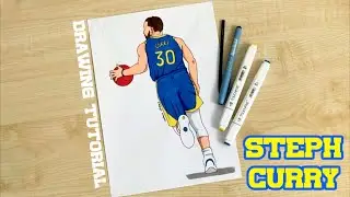 How to Draw Steph Curry dribbling / Golden State Warriors / Drawing Steph Curry