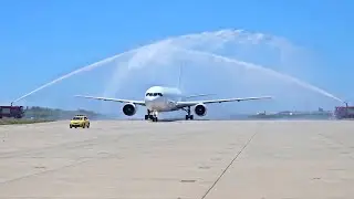 ASTRAL AVIATION TAKES DELIVERY OF ITS FIRST B767-300 FREIGHTER(WATER SALUTE WELCOME)