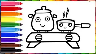 How to draw and colour cooking 😀// Cooking drawing for kids #cooking