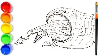 Shark vs Mosasaurus vs Bloop | How to draw Bloop Drawing and Coloring