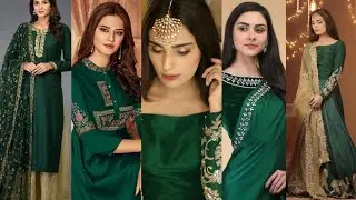 2020 flag green colour combination Punjabi suit kurti dress idea with colour contrast dupatta styles