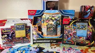 Открытие коробки Pok&eacute;mon Mega Kangaskhan ex box и 3-пакетных блистеров.