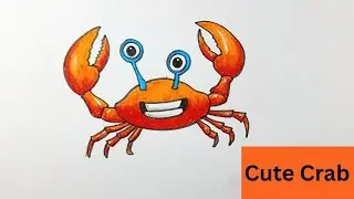 Cute Crab drawing tutorial for kids/ How to draw Cute Crab drawing / Easy Cute Crab painting